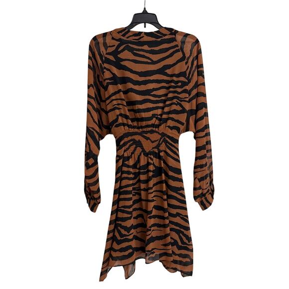 All Saints Nichola Zephyr Tiger Brown Black Long Sleeve Dress Size Women's Small - Picture 2 of 4